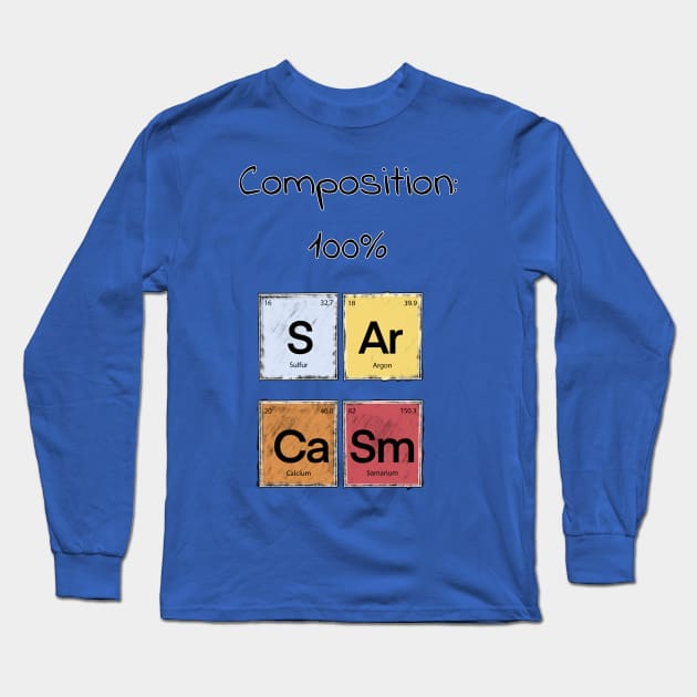 Science Sarcasm S Ar Ca Sm Elements of Humor Composition blue Long Sleeve T-Shirt by Uwaki